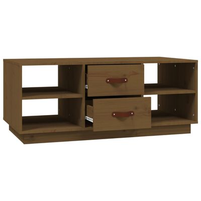 vidaXL Mesa de centro madera maciza de pino marrón miel 100x50x41 cm