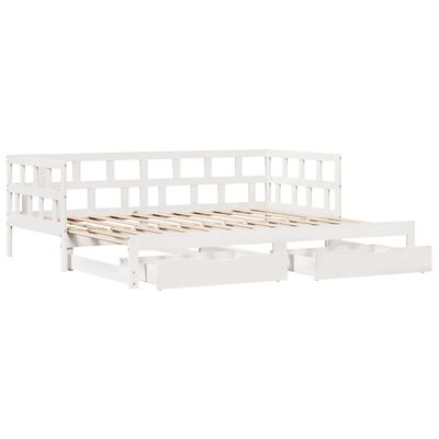 vidaXL Sofá cama nido con cajones madera maciza pino blanca 90x200 cm