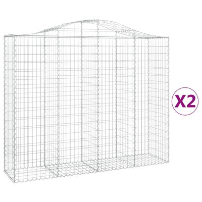 vidaXL Cestas de gaviones 2 uds forma de arco hierro 200x50x160/180 cm