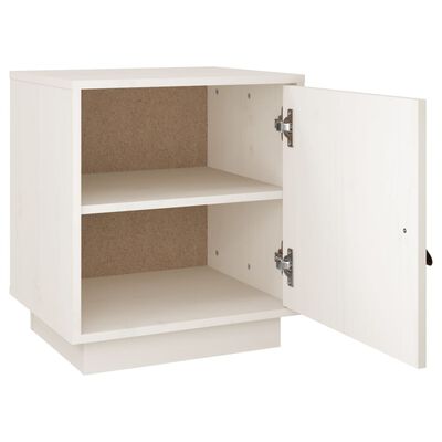 vidaXL Mesita de noche madera maciza de pino blanca 40x34x45 cm