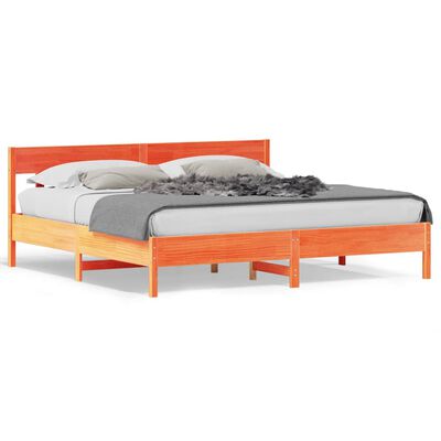 vidaXL Cama sin colchón madera maciza de pino marrón cera 180x200 cm