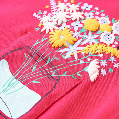 Camiseta infantil rosa chillón 140