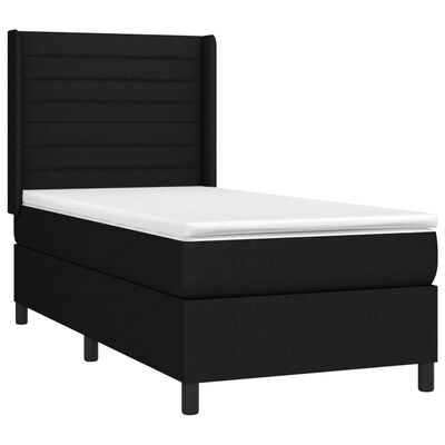 vidaXL Cama box spring con colchón tela negro 100x200 cm