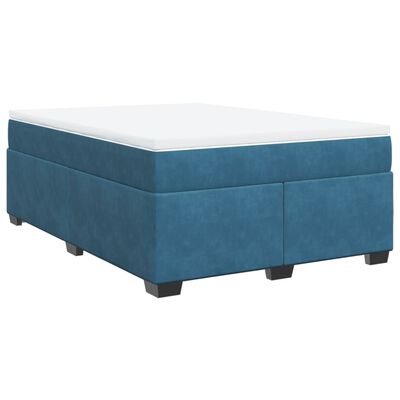 vidaXL Cama box spring con colchón terciopelo azul oscuro 140x190 cm