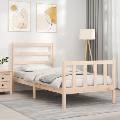 vidaXL Estructura de cama con cabecero madera maciza 90x190 cm