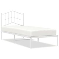 Estructura cama metal con Cabezal de Cama Moderno, Cabecero y pie cama  blanco 193x203 cm