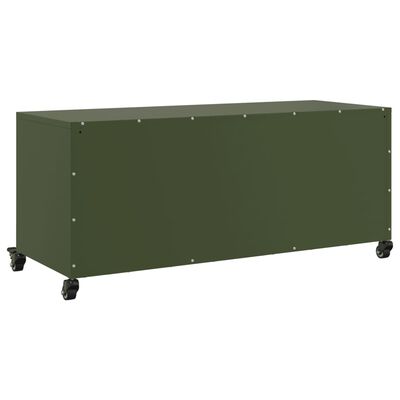 vidaXL Mueble de TV de acero verde oliva 100,5x39x43,5 cm