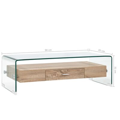 vidaXL Mesa de centro de vidrio templado transparente 98x45x31 cm