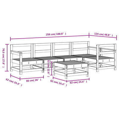 vidaXL Juego de muebles de jardín 6 pzas madera maciza abeto Douglas