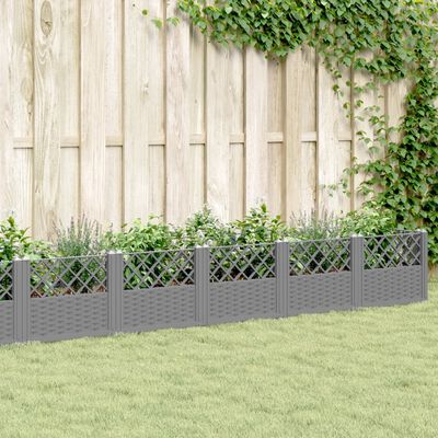 vidaXL Jardinera con clavijas PP gris claro 363,5x43,5x43,5 cm