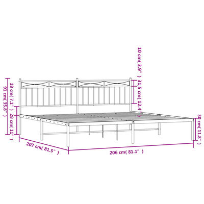 vidaXL Estructura cama sin colchón con cabecero metal blanco 200x200cm