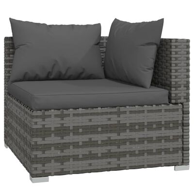 vidaXL Set de muebles de jardín 10 pzas y cojines ratán sintético gris