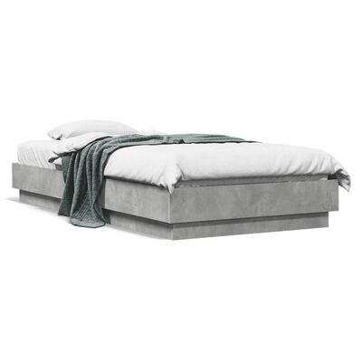 vidaXL Estructura de cama madera de ingeniería gris hormigón 75x190 cm