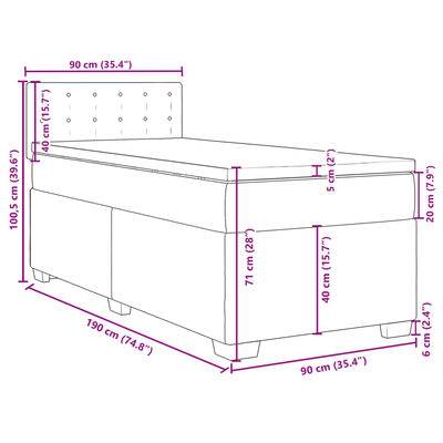 vidaXL Cama box spring con colchón cuero sintético gris 90x190 cm