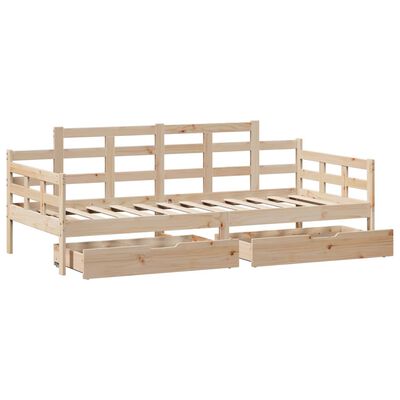 vidaXL Sofá cama con cajones madera maciza de pino 80x200 cm