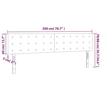 vidaXL Cabecero con LED de terciopelo gris claro 200x5x78/88 cm