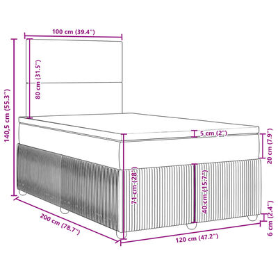 vidaXL Cama box spring con colchón tela gris claro 120x200 cm