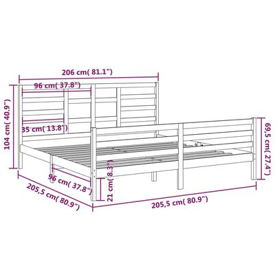 vidaXL Estructura de cama sin colchón madera maciza 200x200 cm