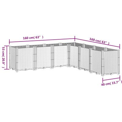 vidaXL Jardinera PP blanco 160x160x53 cm