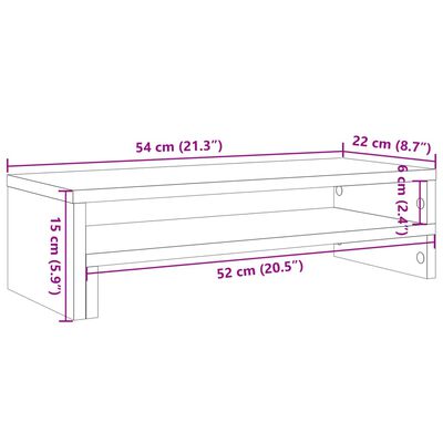 vidaXL Soporte de pantalla madera ingeniería roble Sonoma 54x22x15 cm