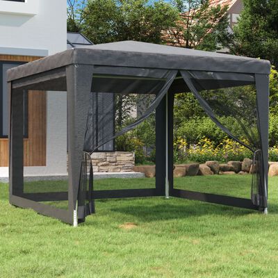 vidaXL Carpa para fiestas 4 paredes de malla HDPE gris antracita 3x3 m