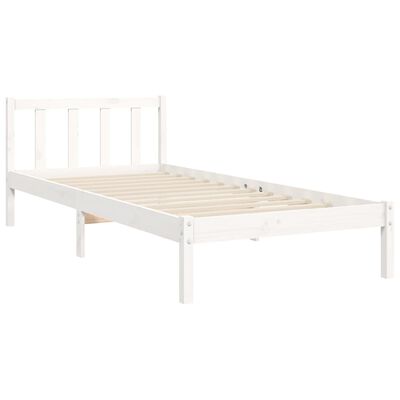 vidaXL Estructura de cama con cabecero madera maciza blanco 90x190 cm