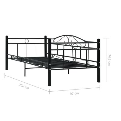 vidaXL Estructura de sofá cama sin colchón metal negro 90x200 cm