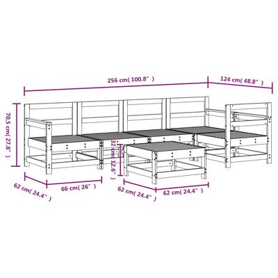 vidaXL Juego de muebles de jardín 6 pzas madera de pino impregnada