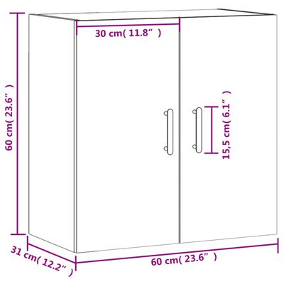 vidaXL Armario de pared madera de ingeniería blanco 60x31x60 cm