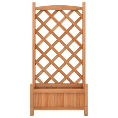 vidaXL Jardinera con enrejado de madera maciza de abeto marrón