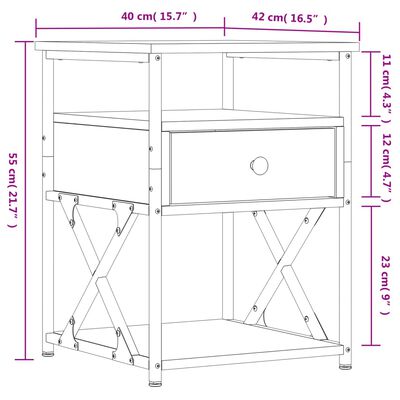 vidaXL Mesitas noche 2 uds madera ingeniería roble Sonoma 40x42x55 cm