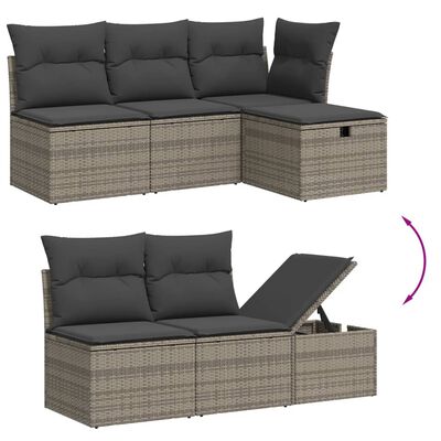 vidaXL Set de muebles de jardín 6 pzas y cojines ratán sintético gris