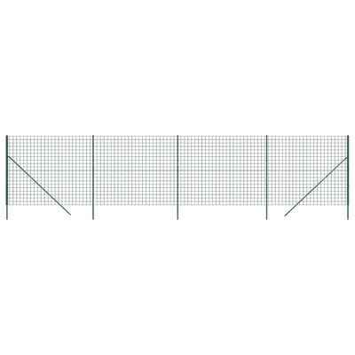 vidaXL Cerca de alambre de acero galvanizado verde 2x10 m