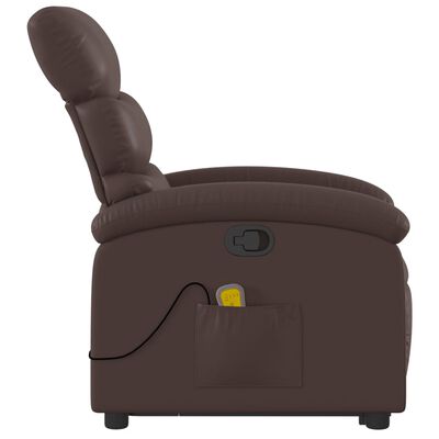 vidaXL Sillón reclinable de masaje de pie de cuero sintético marrón