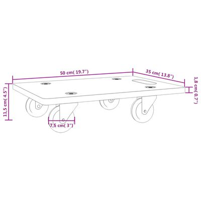 vidaXL Carritos de transporte 2 uds rectangular 50x35x11,5 cm 250 kg