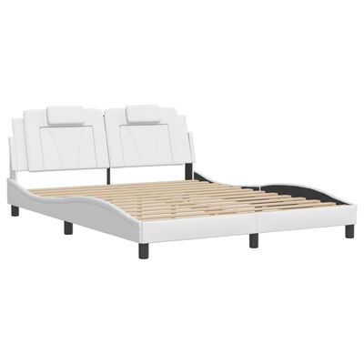 vidaXL Estructura de cama sin colchón cuero sintético blanco 160x200cm