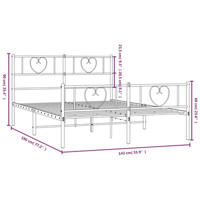 vidaXL Estructura cama sin colchón con estribo metal negro 135x190 cm