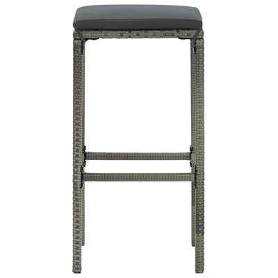 vidaXL Set muebles bar jardín 9 piezas y cojines ratán sintético gris