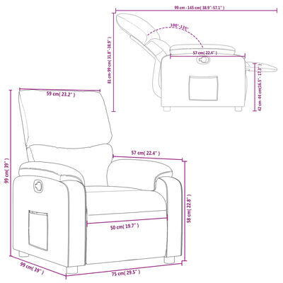 vidaXL Sillón reclinable de tela gris claro