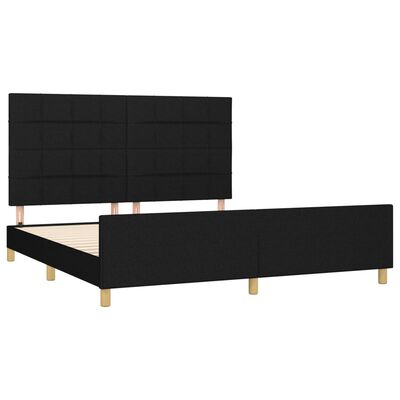 vidaXL Estructura de cama con cabecero de tela negro 160x200 cm