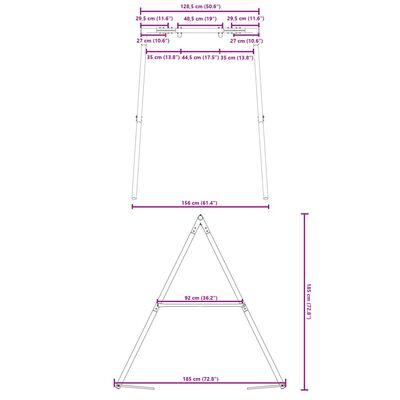 vidaXL Estructura columpio exterior y 2 ganchos para colgar acero azul