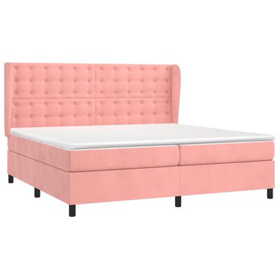 vidaXL Cama box spring con colchón terciopelo rosa 200x200 cm