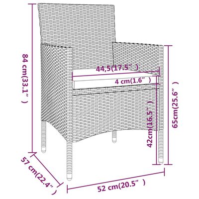 vidaXL Juego de comedor para jardín 3 piezas ratán sintético negro