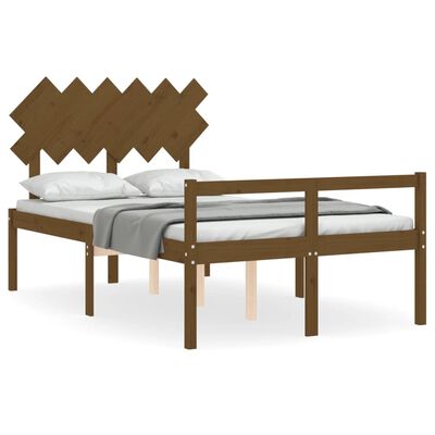 vidaXL Cama para personas mayores cabecero madera maciza marrón miel