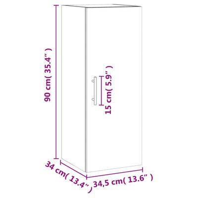 vidaXL Armario de pared marrón roble 34,5x34x90 cm