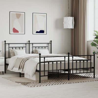 vidaXL Estructura de cama cabecero y estribo metal negro 183x213cm