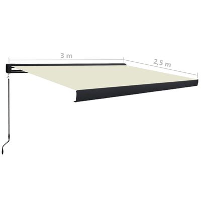 vidaXL Toldo de carrete manual color crema 300x250 cm