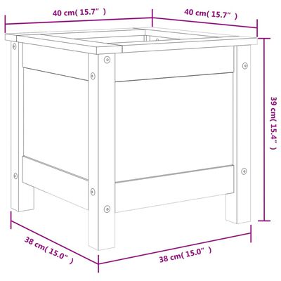 vidaXL Jardinera madera maciza de pino 40x40x39 cm