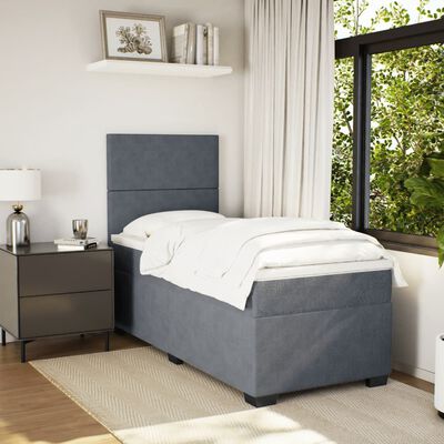 vidaXL Cama box spring con colchón terciopelo gris oscuro 80x200 cm