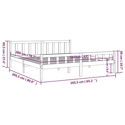 vidaXL Estructura de cama de madera maciza blanca 160x200 cm